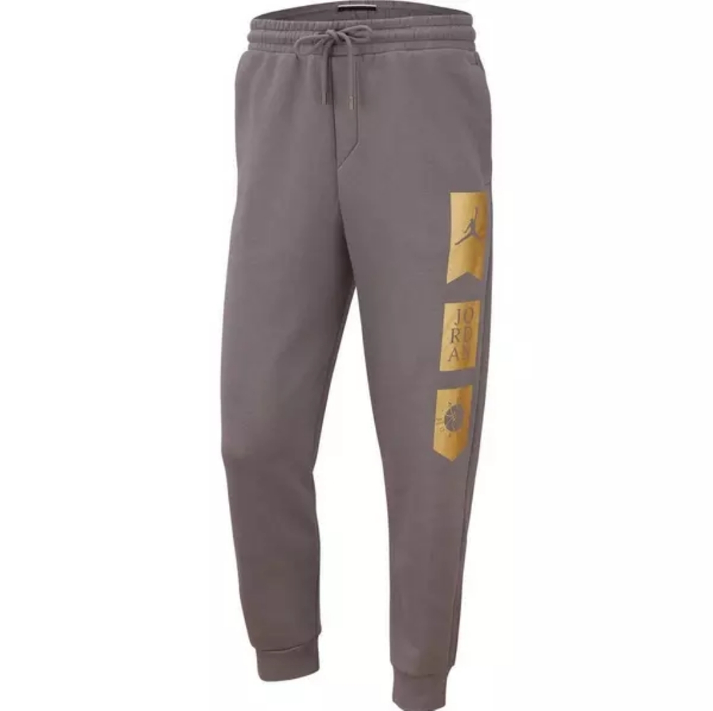 🆕Air Jordan | Remastered Jogger Sweatpants Grey & Gold Men Sizes XL